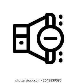 ícone de linha abaixo do volume. Ícone de vetor limpo e minimalista para sites, aplicativos móveis, apresentações e logotipos. Totalmente dimensionável e personalizável para qualquer projeto.