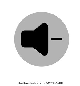 Volume down media player icon illustration. Black and gray icon