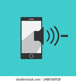 Volume down Mobile phone icon vector in modern flat style for web, graphic and mobile design. Mobile phone icon vector isolated on white background