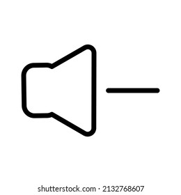 Volume down speaker icon. Loudspeaker as megaphone. Media icon for player. Audio or video icon with minus. Less sound. Vector EPS