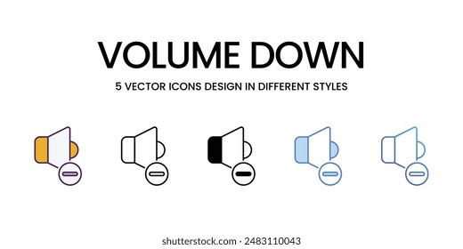 Iconos vectoriales de volumen hacia abajo