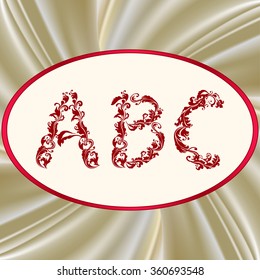 Volume drapery, curtains, blinds. The background for a still life design. Cards, labels in a wave-like fabrics and draperies, pink, red, coral color celebration, weddings, engagements.