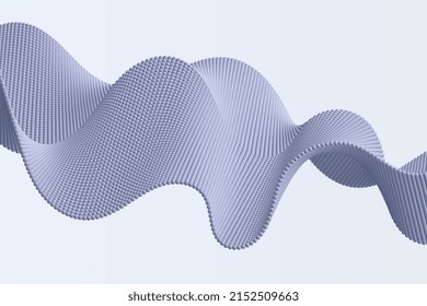 Volume dynamic particles texture in abstract style. Curved dotted wave vector background