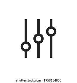 Volume equalizer icon, outline style. music equalizer icon. Equalizer icon on white background