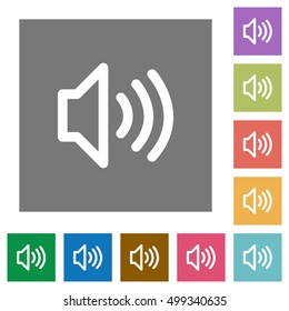 Volume flat icon set on color square background.