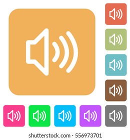 Volume flat icons on rounded square vivid color backgrounds.