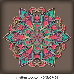 Volume floral Mandala ethnic tribal ornament for decoration. Oriental style.