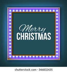 Volume frame with light bulb and the word winter discounts. Background on sale, discounts, promotions in the winter. Seasonal advertising. Suitable for printing, mailing and web advertising. Vector