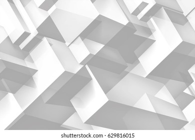 Volume geometric glass construction, 3d cubes gray background, shapes mosaic, abstraction wallpaper, vector design for you presentation