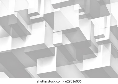 Volume geometric glass construction, 3d cubes gray background, shapes mosaic, abstraction wallpaper, vector design for you presentation