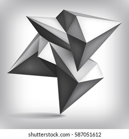 Volume geometric shape, 3d crystal, abstraction low polygons object, vector design form