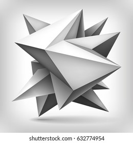 Volume geometric shape, 3d crystal, abstraction low polygons object, vector design form