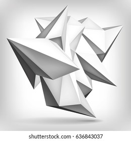 Volume geometric shape, 3d crystal, abstraction low polygons object, vector design form