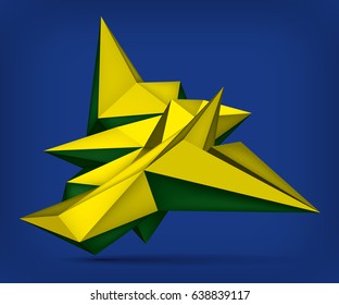 Volume geometric shape, 3d levitation crystal, creative low polygons object, vector design form