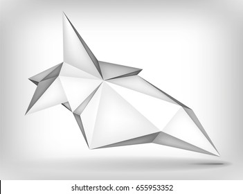 Volume geometric shape, 3d levitation crystal, creative low polygons object, vector design form
