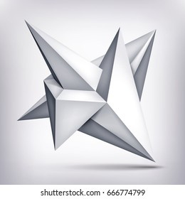 Volume geometric shape, 3d levitation crystal, creative low polygons object, vector design origami form
