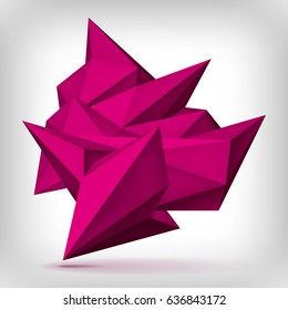 Volume geometric shape, 3d quartz crystals, abstraction low polygons object, vector design forms