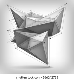 Volume Geometric Shape, Lines And Points, 3d Crystal, Abstraction Low Polygons Object, Vector Design Form