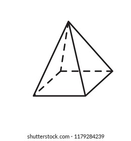 Volume geometric shape square pyramid.Perspective elements. Set of vector illustrations. School math figures.