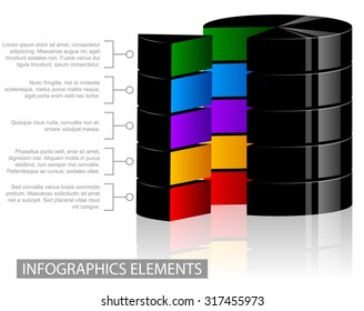 Volume glossy black info-graphic elements