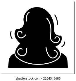 Volume Glyph Icon. Healthy, Curly And Well-groomed Hair. Naturalle Volume. Keratin Treatment. Beauty Procedure Concept.Filled Flat Sign. Isolated Silhouette Vector Illustration