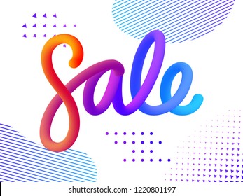 Volume gradient figures SALE. Bright colored Sale Lettering concept