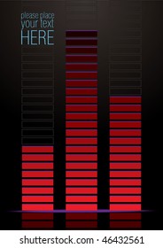 Volume graphic equaliser on black background, vector illustration