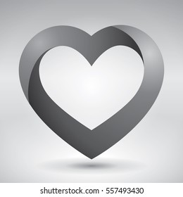 Volume heart, valentines day card, love image, vector design icon