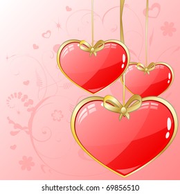 Volume hearts with gold ribbon