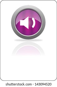 volume high purple circle glossy web icon on white background