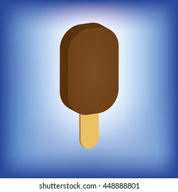 the volume of ice cream on a blue background image. side view