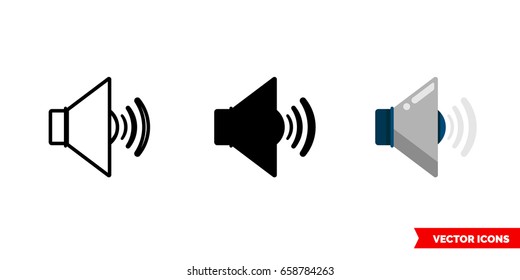 Volume icon of 3 types: color, black and white, outline. Isolated vector sign symbol.