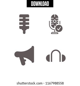 volume icon. 4 volume vector set. headphones, megaphone and microphone icons for web and design about volume theme