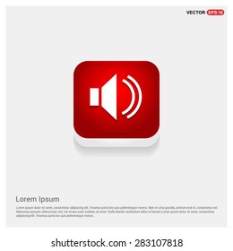 volume icon - abstract logo type icon - Red abstract 3d button with light board and shadow on gray background. Vector illustration