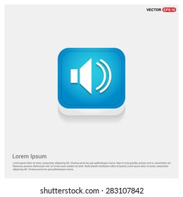 volume icon - abstract logo type icon - blue abstract 3d button with light board and shadow on gray background. Vector illustration