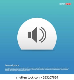 volume icon - abstract logo type icon - white sticker on blue background. Vector illustration