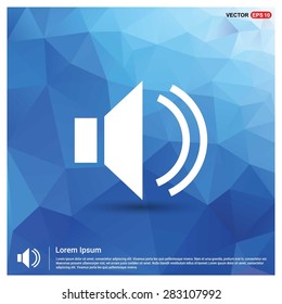 volume icon - abstract logo type icon - blue polygonal background. Vector illustration