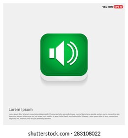 volume icon - abstract logo type icon - green abstract 3d button with light board and shadow on gray background. Vector illustration