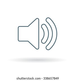 Volume icon. Audio sign. Speaker symbol. Thin line icon on white background. Vector illustration.