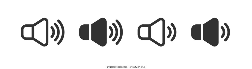 Volume icon. Audio speaker sign. Sound buttons. Music loud interface. Loudspeaker web.