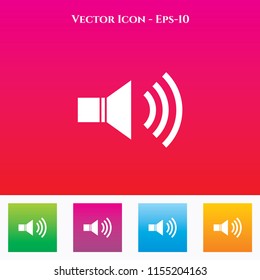 Volume Icon in Colored Square box. eps-10
