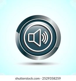 Volume Icon Design Illustration, Sound Icon For Apps and Websites, Gray Color Round Button Design