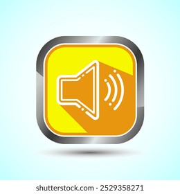 Volume Icon Design Illustration, Sound Icon For Apps and Websites, Yellow Shadow Button Design