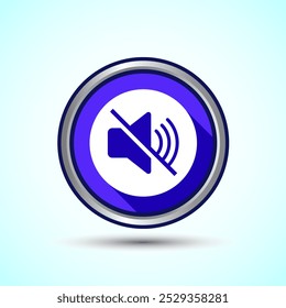 Volume Icon Design Illustration, Sound Icon For Apps and Websites, Blue Shadow Button Design