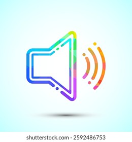 Volume icon design illustration, Sound icon for apps and websites, low poly style
