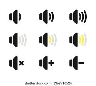 Volume icon. Different Sound volume icon set. Vector illustration