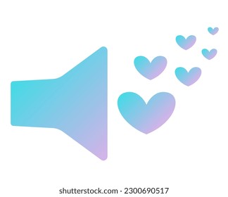 Volume icon with hearts. Audio, video, sound speaker. Volume control button