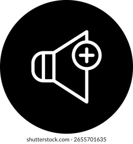 Icono de aumento de volumen en Black Circle