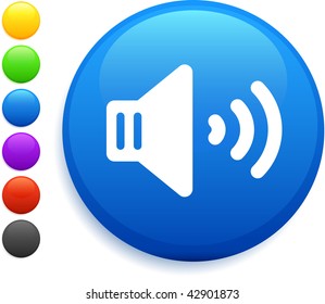 volume icon on round internet button original vector illustration 6 color versions included