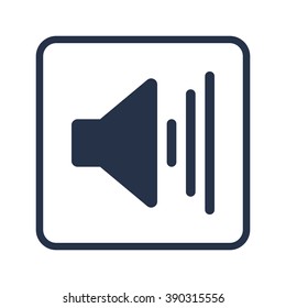 Volume up icon, on white background, rounded rectangle border, blue outline